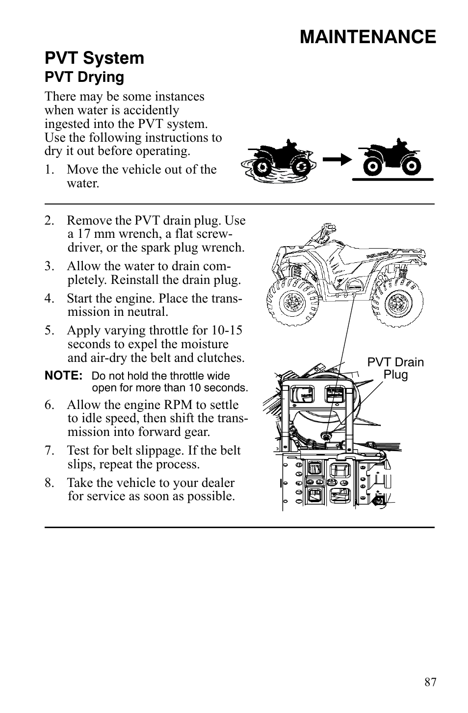Maintenance, Pvt system | Polaris Hawkeye 9921770 User Manual | Page 89 / 124
