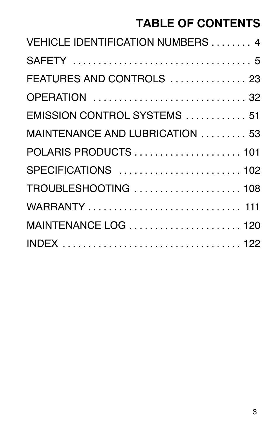 Polaris 500 2X4 User Manual | Page 6 / 126