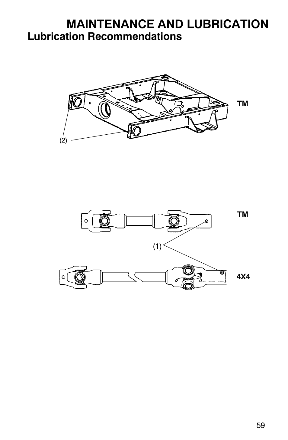 Maintenance and lubrication, Lubrication recommendations | Polaris 500 2X4 User Manual | Page 62 / 126