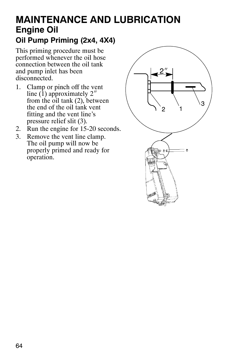 Maintenance and lubrication, Engine oil | Polaris 500 2X4 User Manual | Page 67 / 126