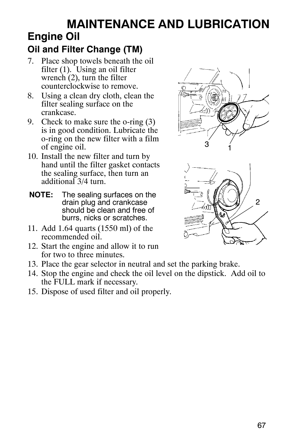 Maintenance and lubrication, Engine oil | Polaris 500 2X4 User Manual | Page 70 / 126