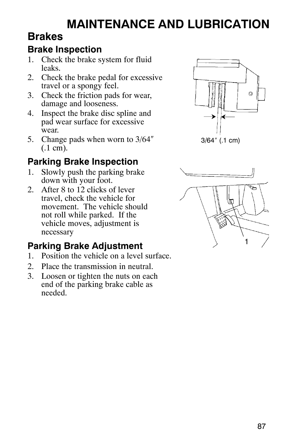 Maintenance and lubrication, Brakes | Polaris 500 2X4 User Manual | Page 90 / 126