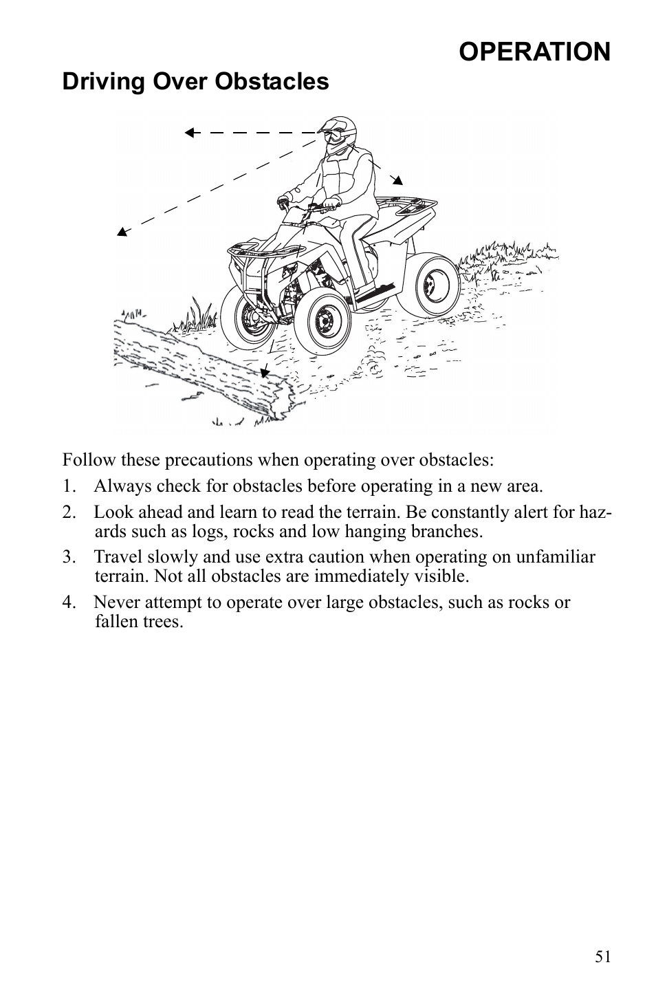 Operation, Driving over obstacles | Polaris Trail Blazer 9922460 User Manual | Page 55 / 129