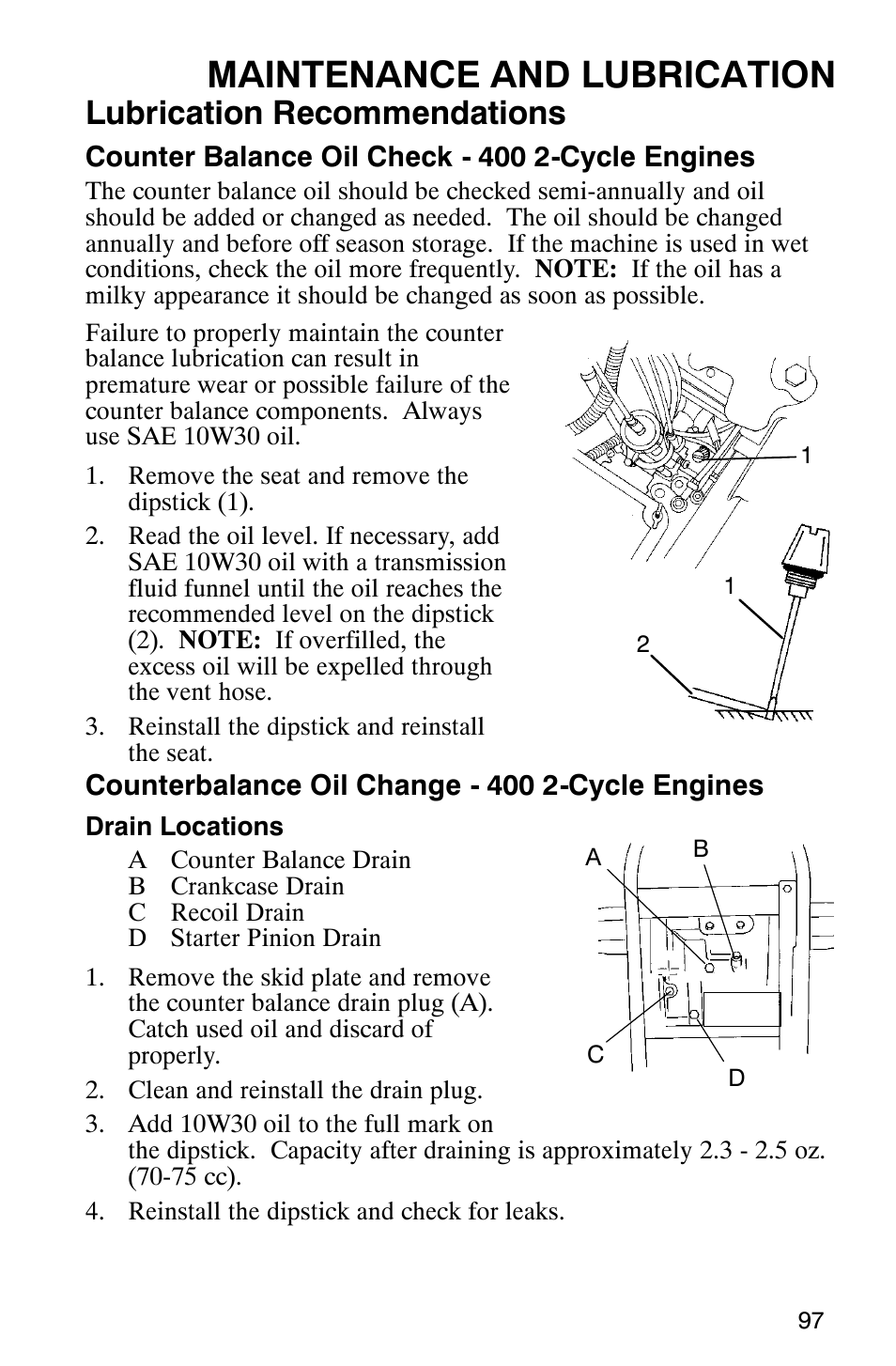 Maintenance and lubrication, Lubrication recommendations | Polaris Scrambler 500 User Manual | Page 99 / 153