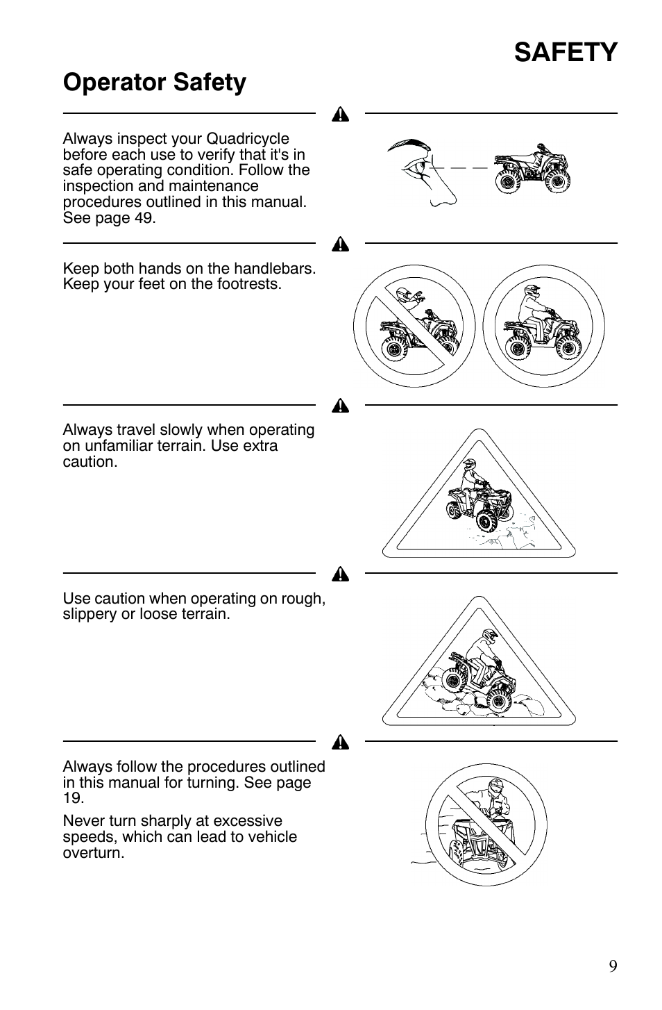 Safety, Operator safety | Polaris Hawkeye 2x4 User Manual | Page 11 / 125