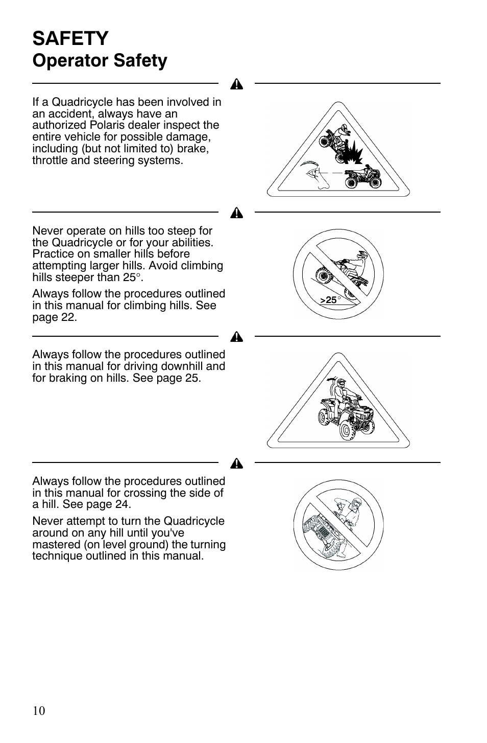Safety, Operator safety | Polaris Hawkeye 2x4 User Manual | Page 12 / 125