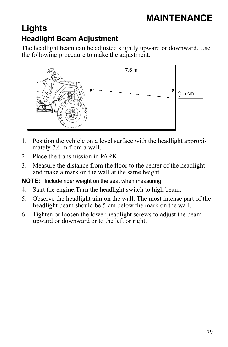 Maintenance, Lights | Polaris Hawkeye 2x4 User Manual | Page 81 / 125