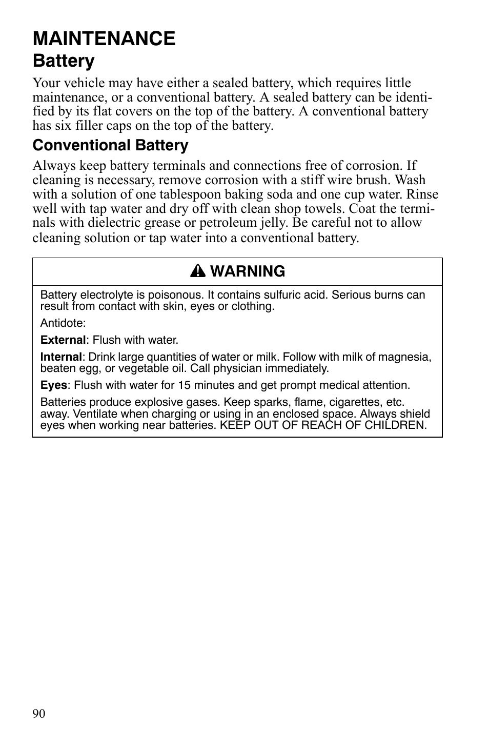 Maintenance, Battery | Polaris Hawkeye 2x4 User Manual | Page 92 / 125