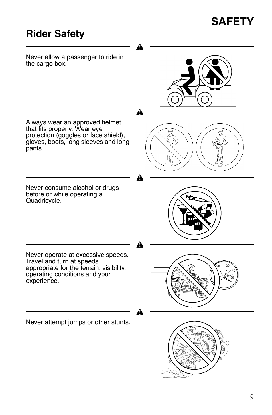 Safety, Rider safety | Polaris Sportsman 9921848 User Manual | Page 10 / 142