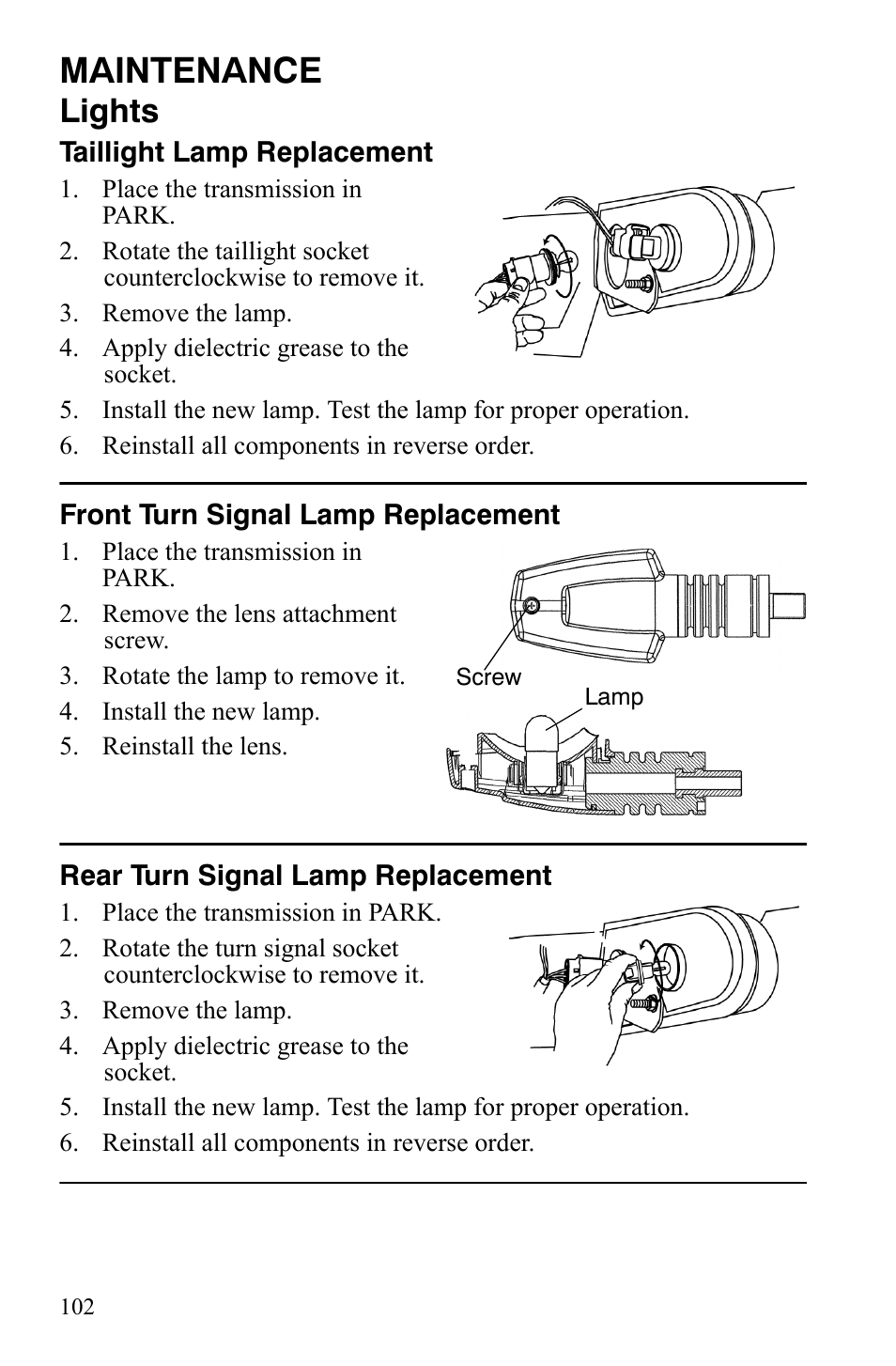 Maintenance, Lights | Polaris Sportsman 9921848 User Manual | Page 103 / 142