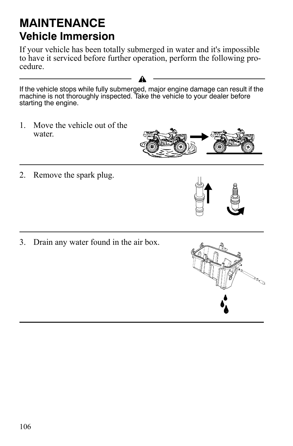 Maintenance, Vehicle immersion | Polaris Sportsman 9921848 User Manual | Page 107 / 142