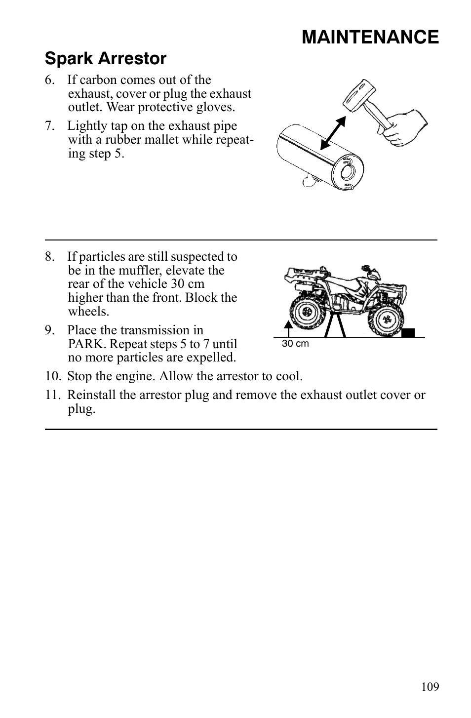 Maintenance, Spark arrestor | Polaris Sportsman 9921848 User Manual | Page 110 / 142