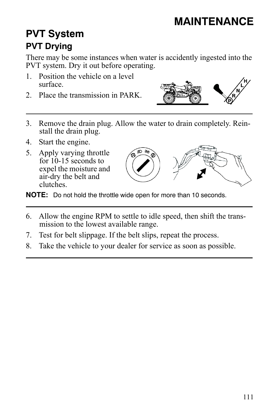 Maintenance, Pvt system | Polaris Sportsman 9921848 User Manual | Page 112 / 142