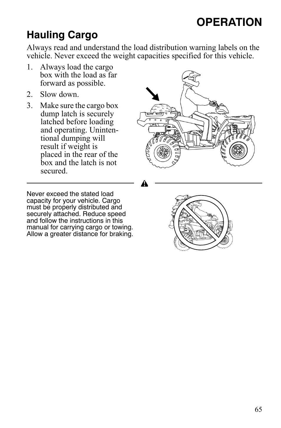 Operation, Hauling cargo | Polaris Sportsman 9921848 User Manual | Page 66 / 142