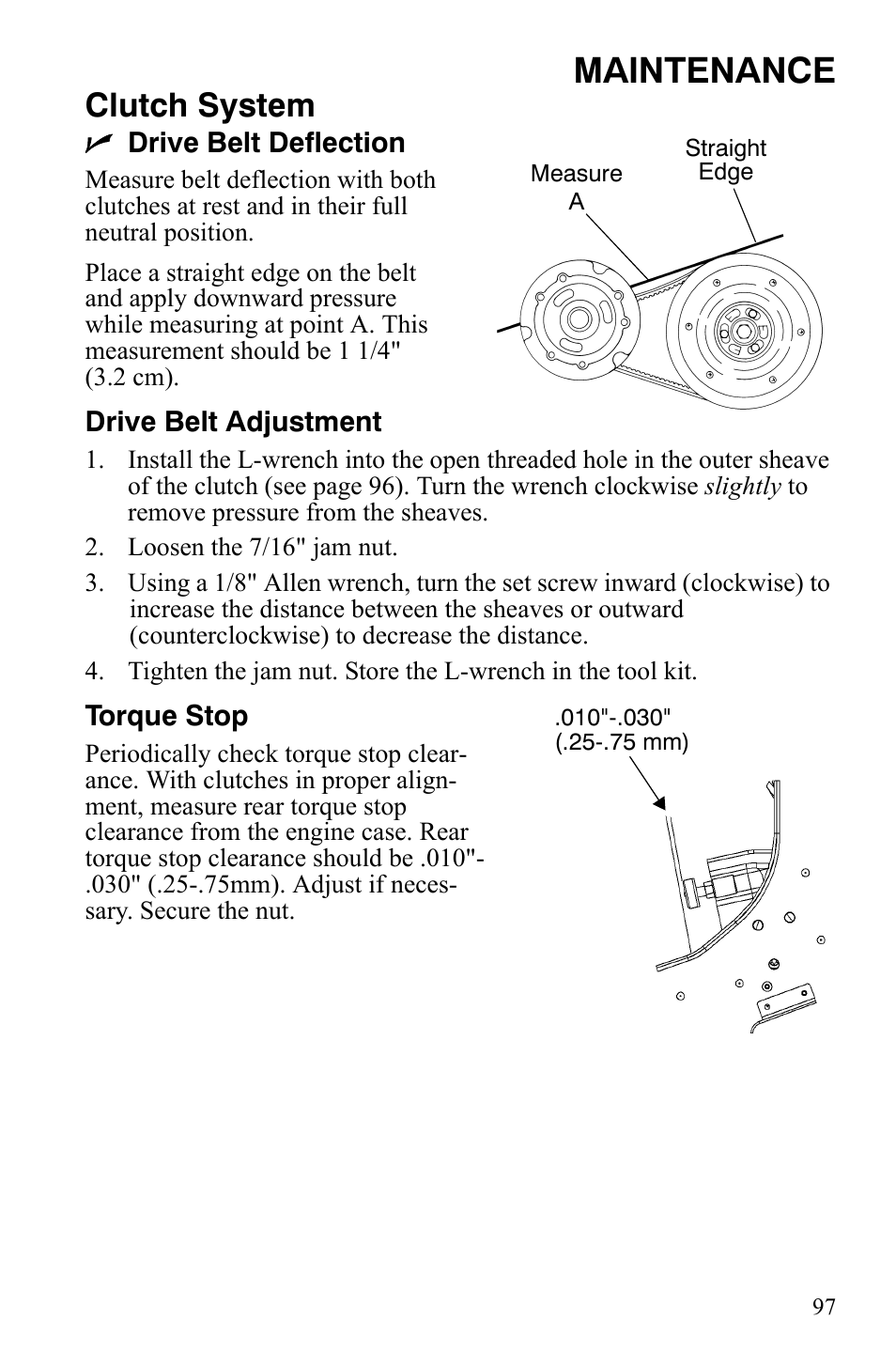 Maintenance, Clutch system | Polaris 800 Assault RMK User Manual | Page 101 / 134