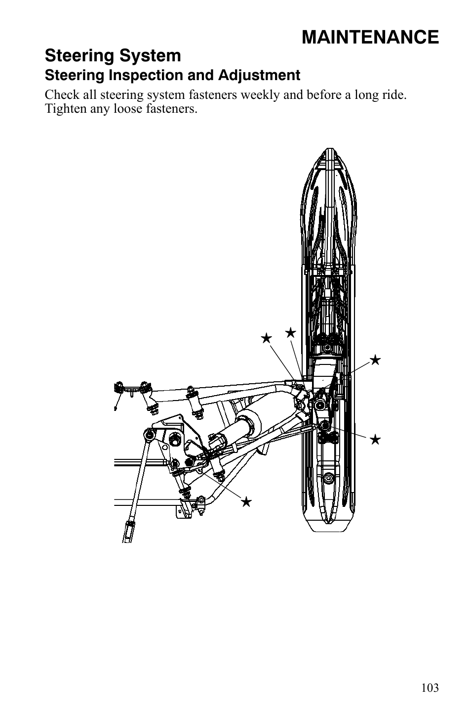 Maintenance, Steering system | Polaris 800 Assault RMK User Manual | Page 107 / 134