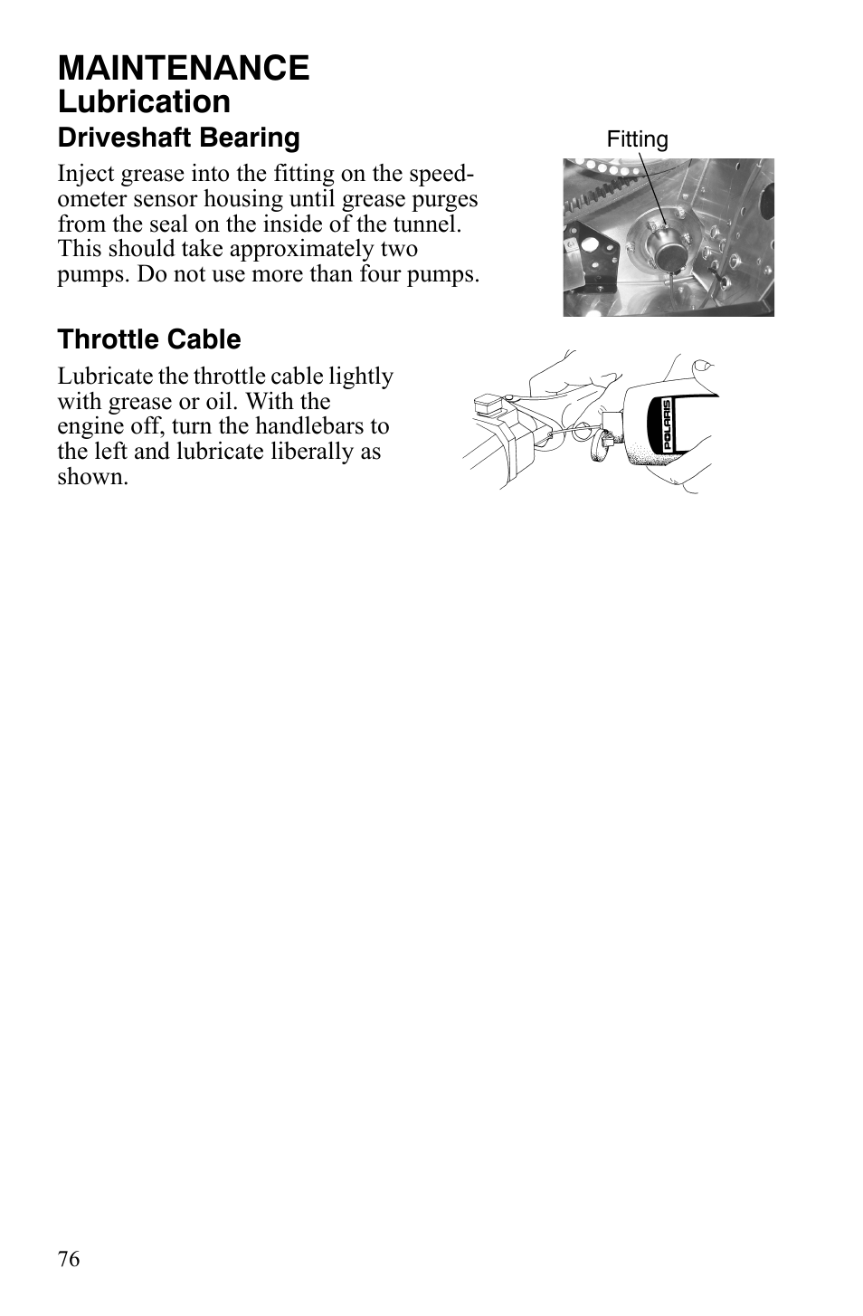 Maintenance, Lubrication | Polaris 800 Assault RMK User Manual | Page 80 / 134