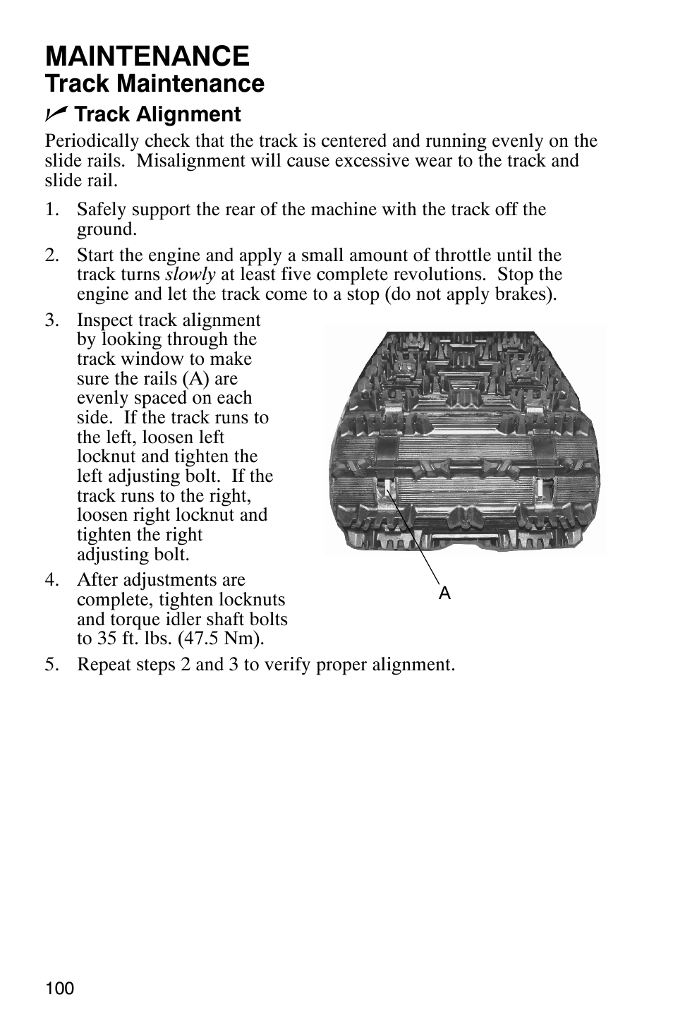 Maintenance, Track maintenance n | Polaris 700 Touring User Manual | Page 103 / 133