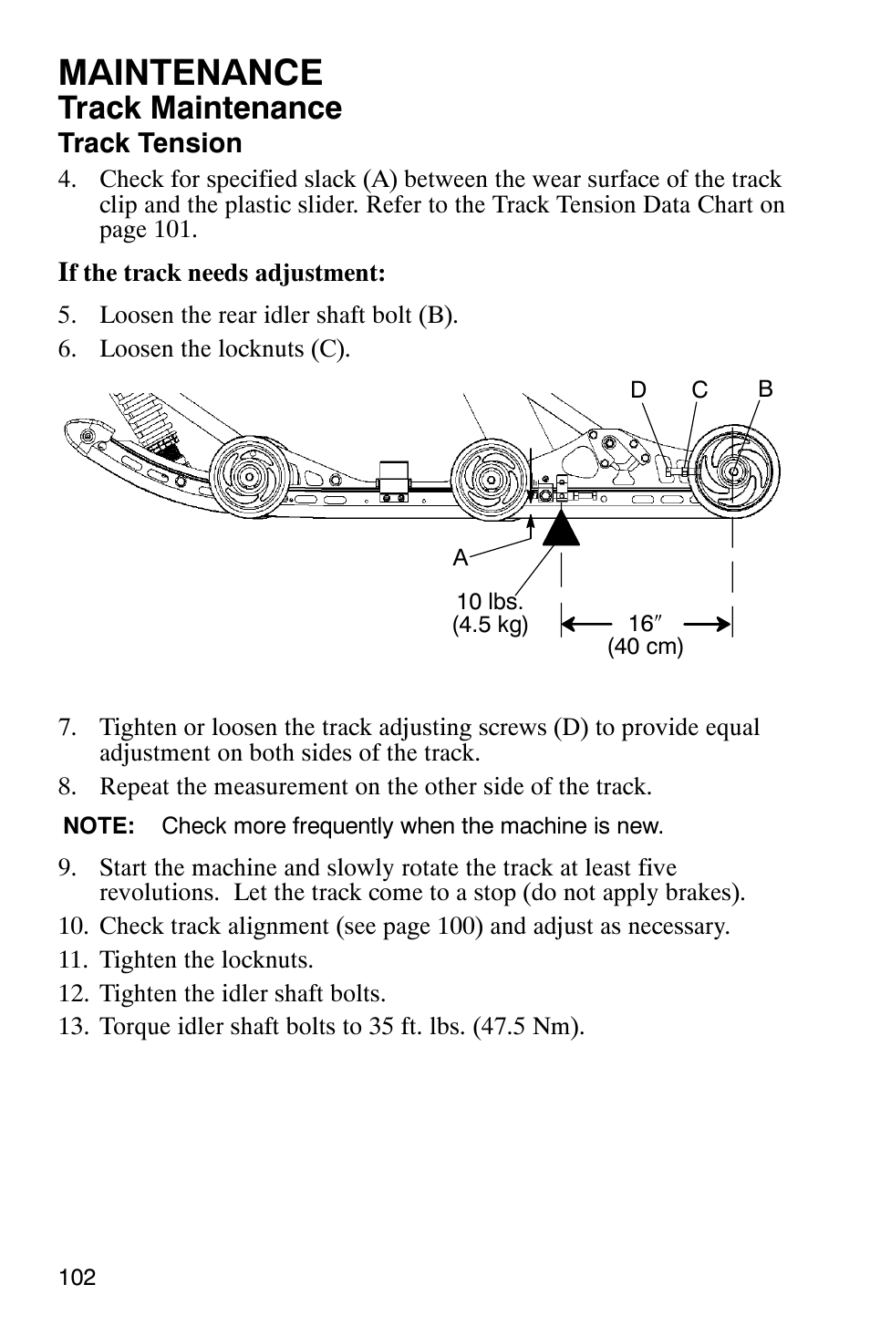 Maintenance, Track maintenance | Polaris 700 Touring User Manual | Page 105 / 133