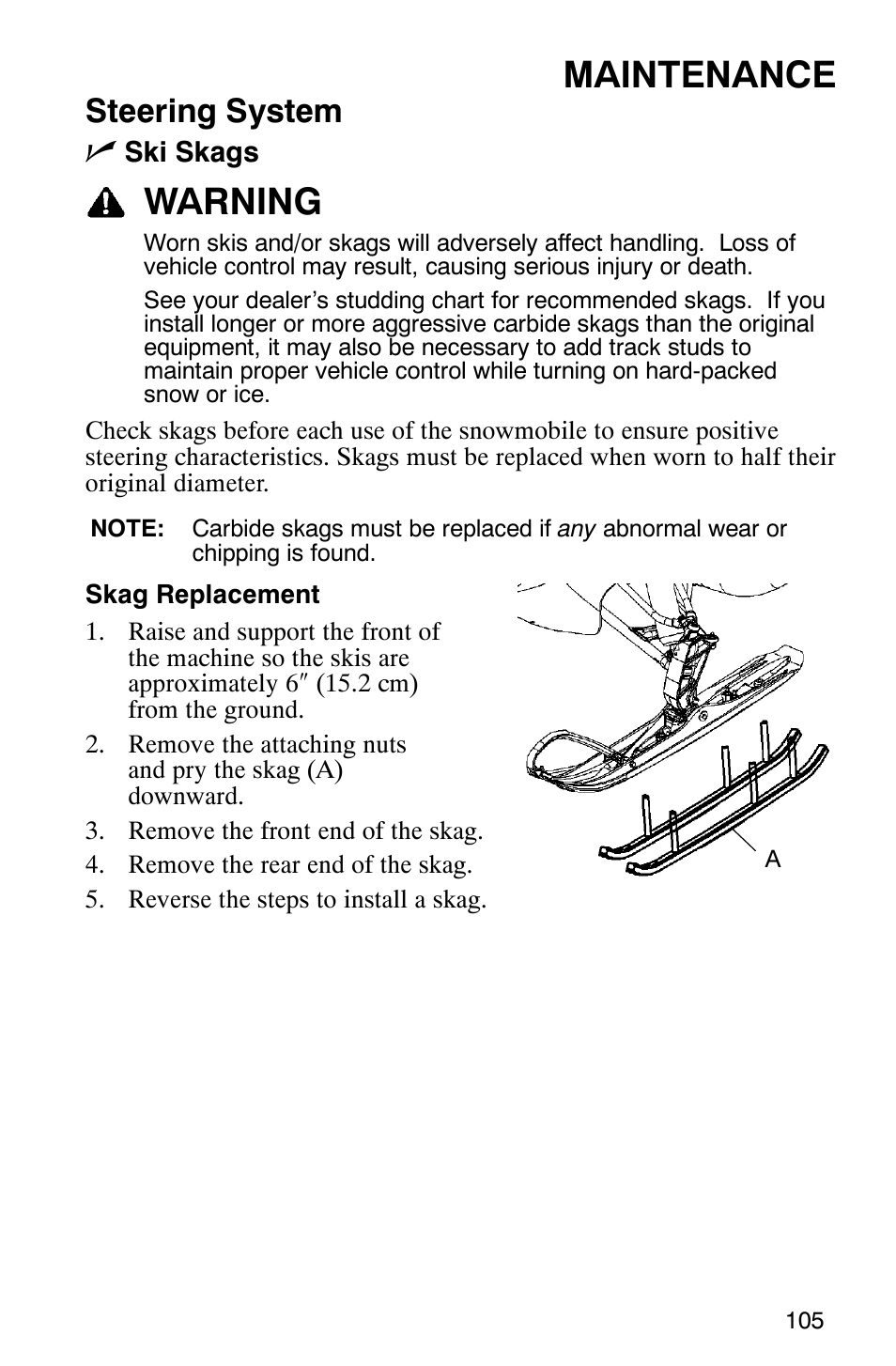 Maintenance, Warning, Steering system n | Polaris 700 Touring User Manual | Page 108 / 133