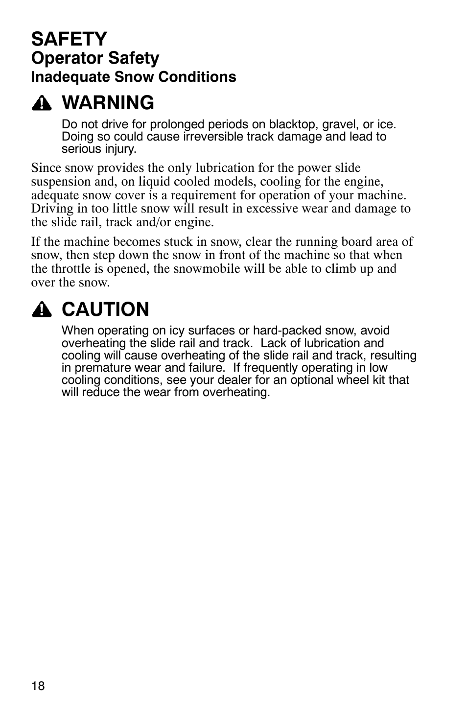 Safety, Warning, Caution | Operator safety | Polaris 700 Touring User Manual | Page 21 / 133