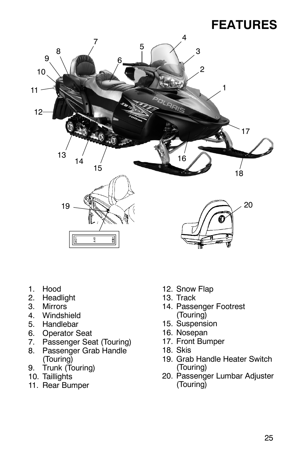 Features | Polaris 700 Touring User Manual | Page 28 / 133