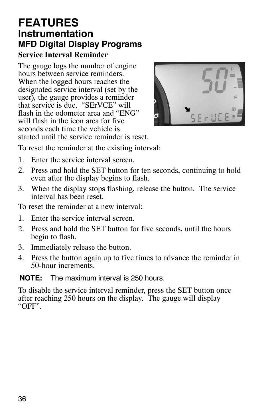 Features, Instrumentation | Polaris 700 Touring User Manual | Page 39 / 133