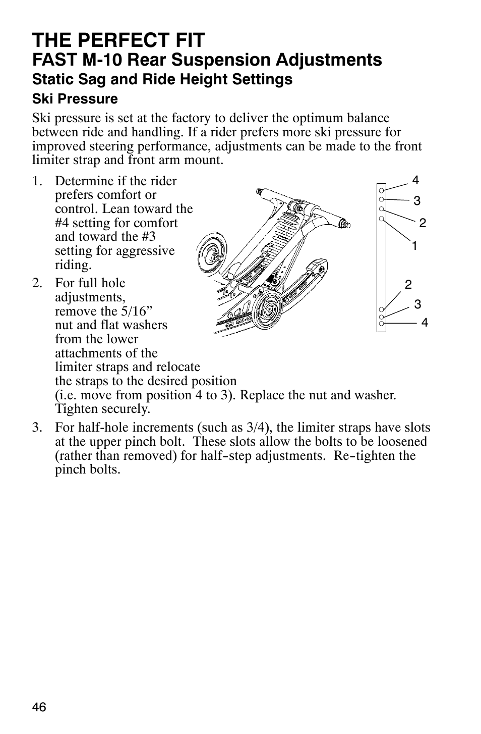 The perfect fit, Fast m-10 rear suspension adjustments | Polaris 700 Touring User Manual | Page 49 / 133