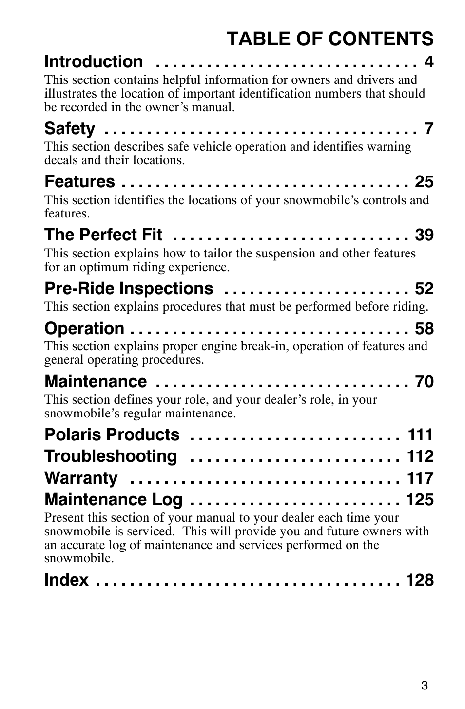 Polaris 700 Touring User Manual | Page 6 / 133
