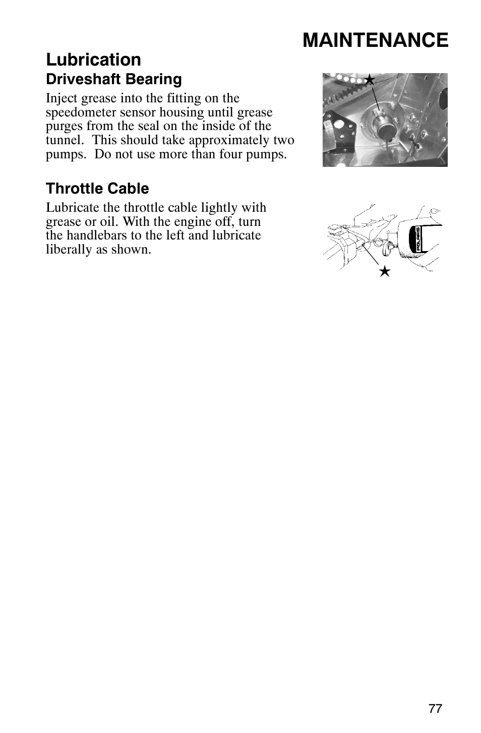 Maintenance, Lubrication | Polaris 700 Touring User Manual | Page 80 / 133