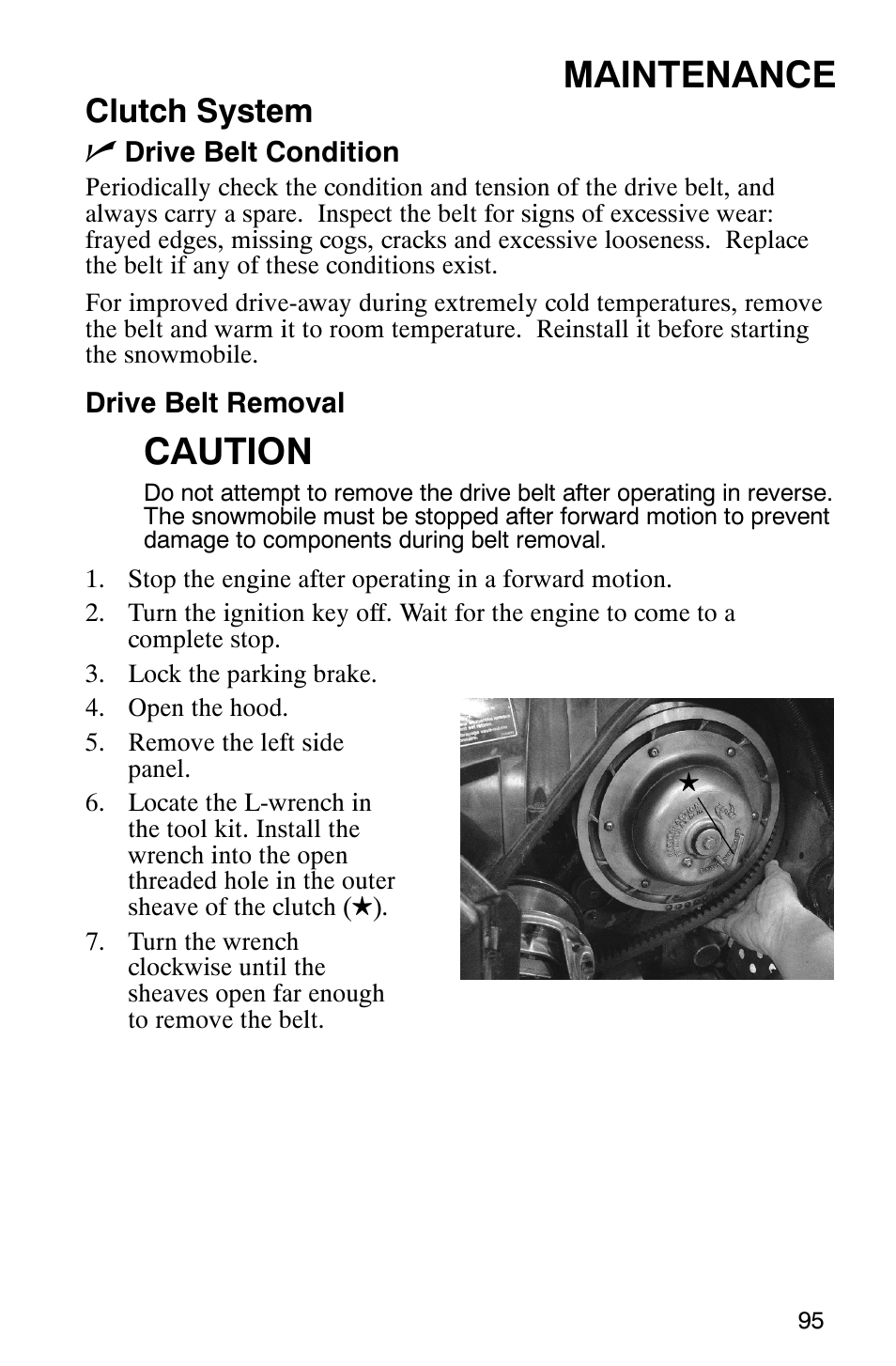 Maintenance, Caution, Clutch system n | Polaris 700 Touring User Manual | Page 98 / 133