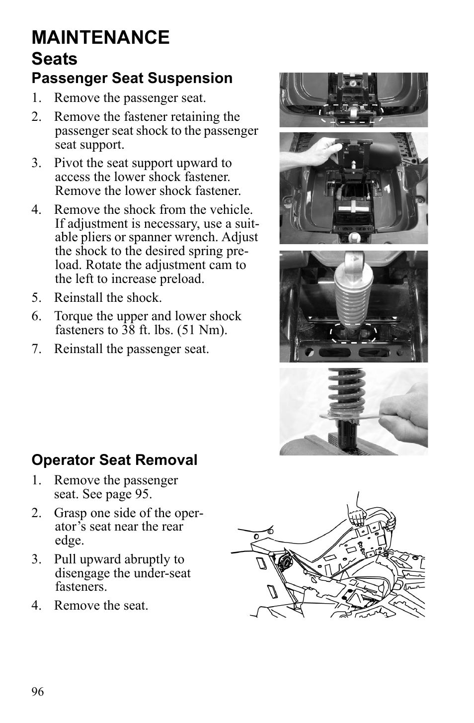 Maintenance, Seats | Polaris Sportsman 550 Touring EPS User Manual | Page 100 / 158