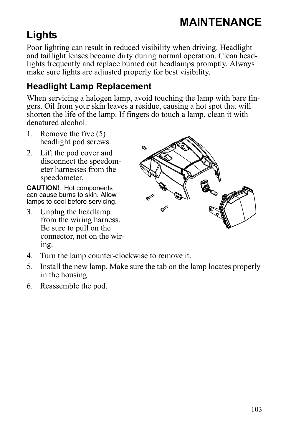 Maintenance, Lights | Polaris Sportsman 550 Touring EPS User Manual | Page 107 / 158