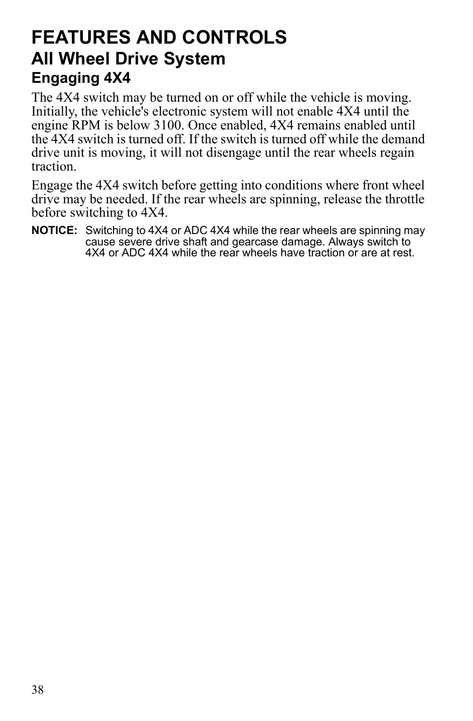Features and controls, All wheel drive system | Polaris Sportsman 550 Touring EPS User Manual | Page 42 / 158