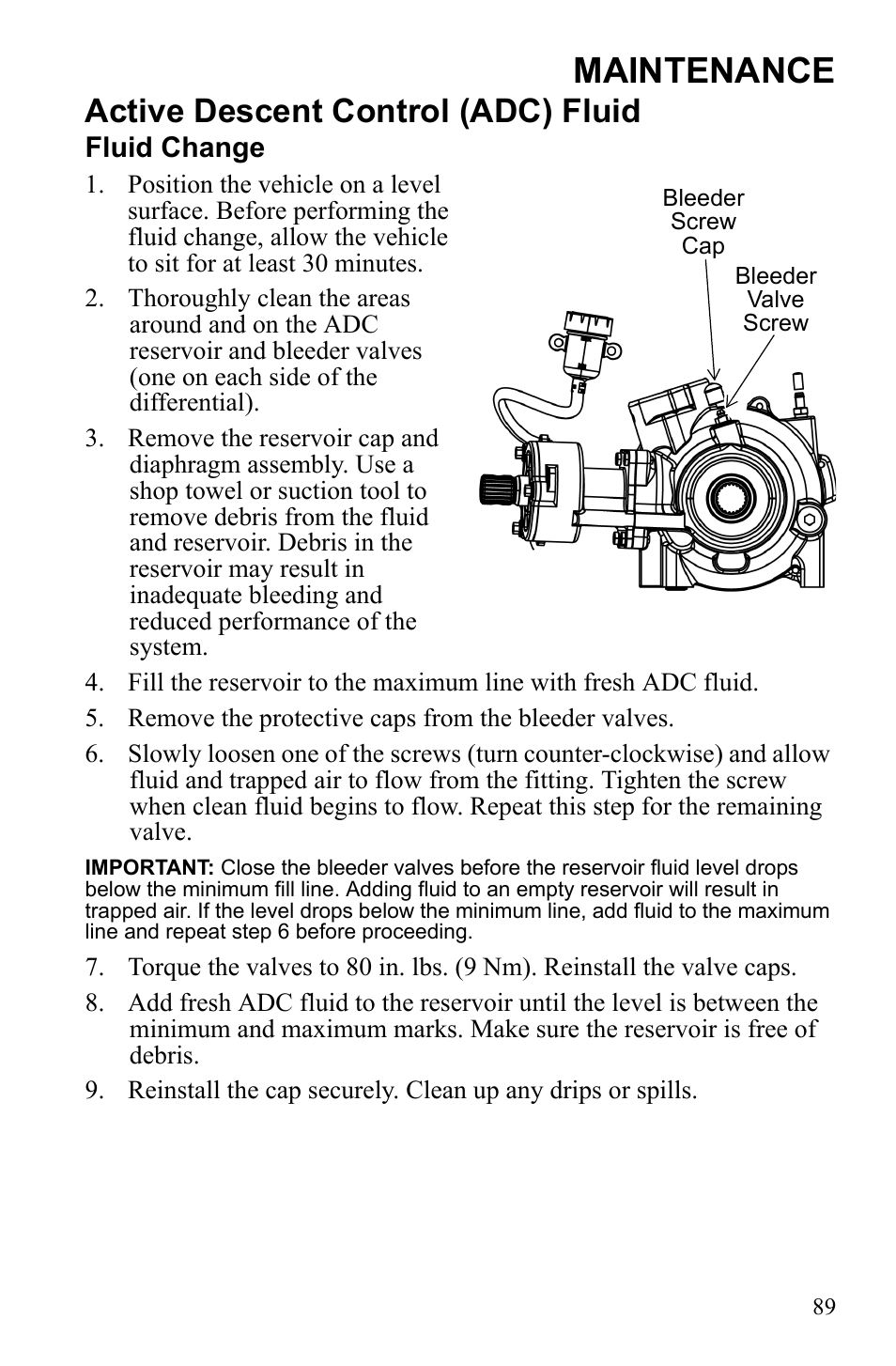 Maintenance, Active descent control (adc) fluid | Polaris Sportsman 550 Touring EPS User Manual | Page 93 / 158