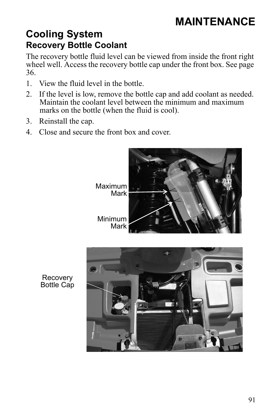 Maintenance, Cooling system | Polaris Sportsman 550 Touring EPS User Manual | Page 95 / 158