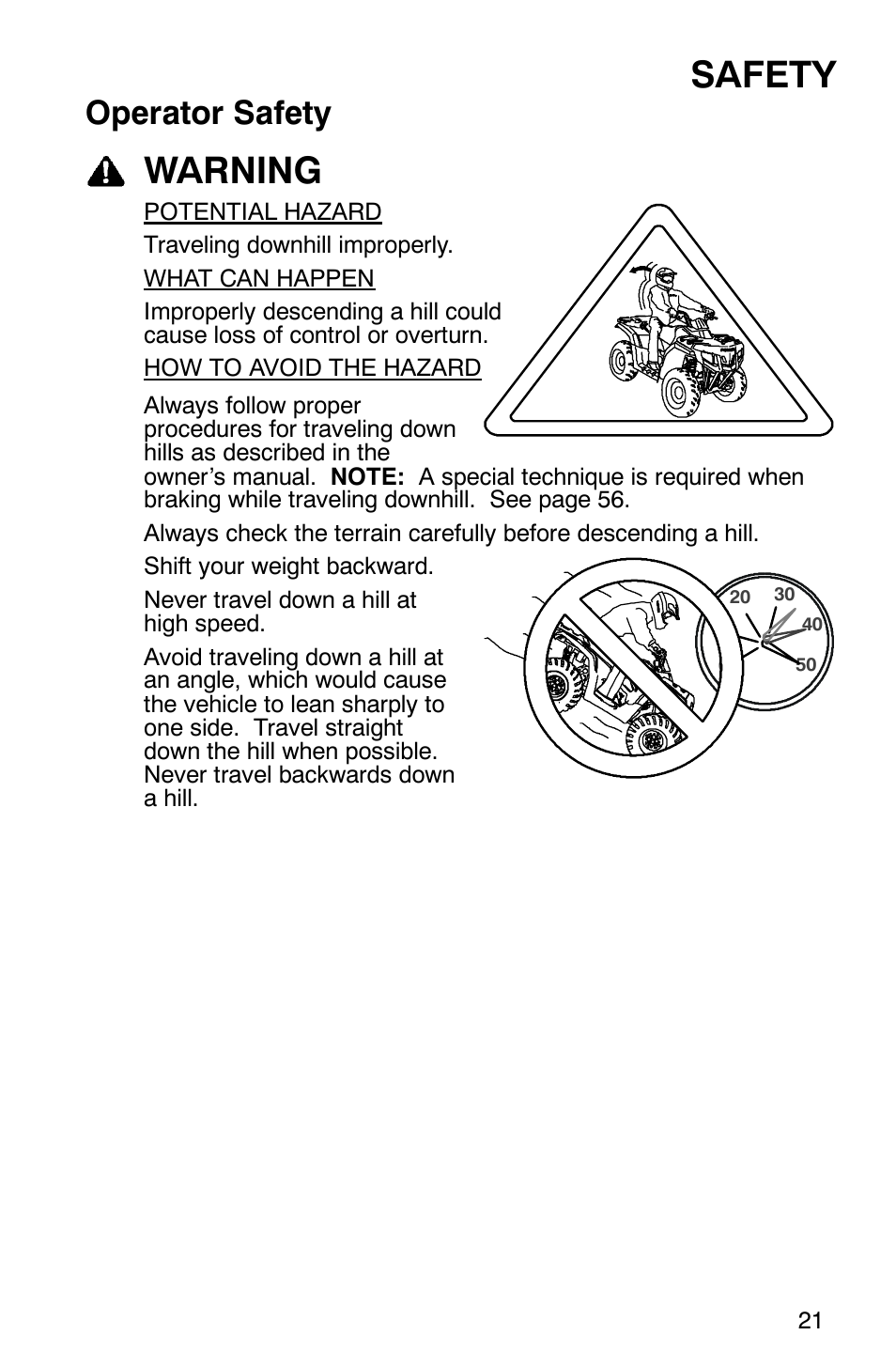 Safety, Warning, Operator safety | Polaris Sawtooth User Manual | Page 24 / 118