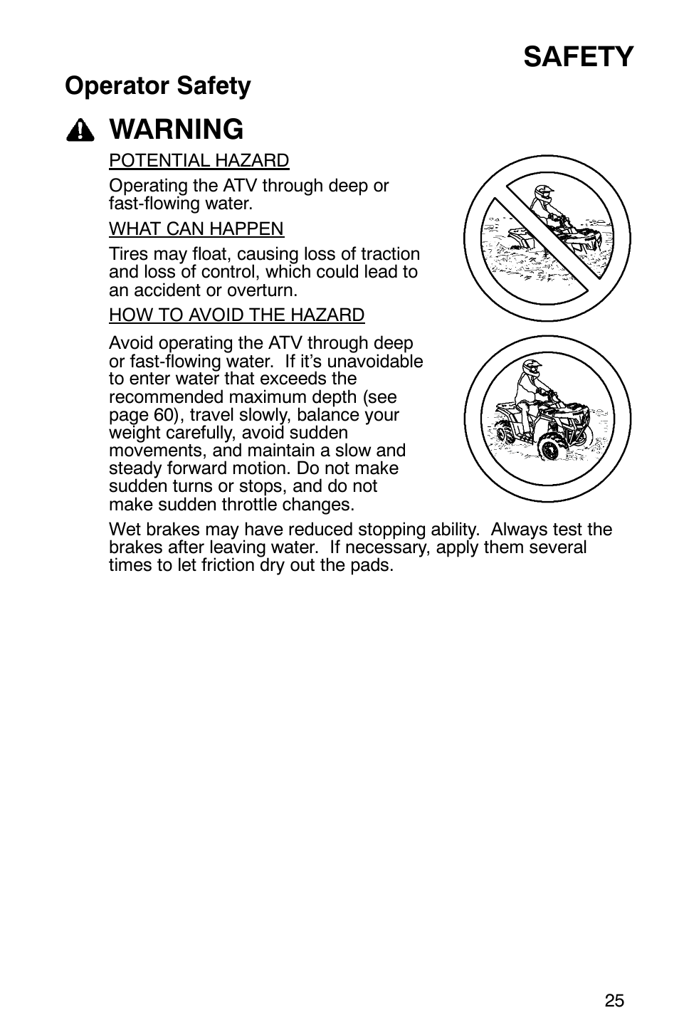 Safety, Warning, Operator safety | Polaris Sawtooth User Manual | Page 28 / 118