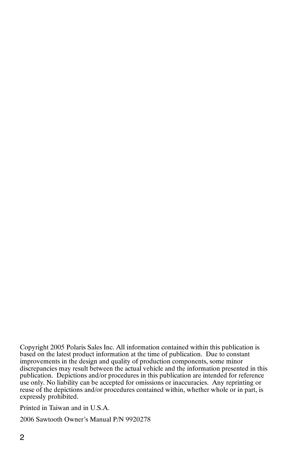 Polaris Sawtooth User Manual | Page 5 / 118