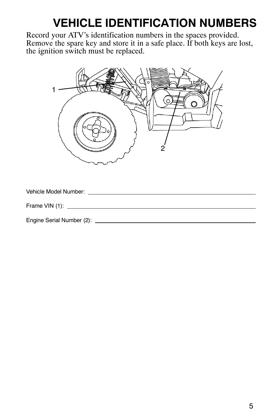 Vehicle identification numbers | Polaris Sawtooth User Manual | Page 8 / 118