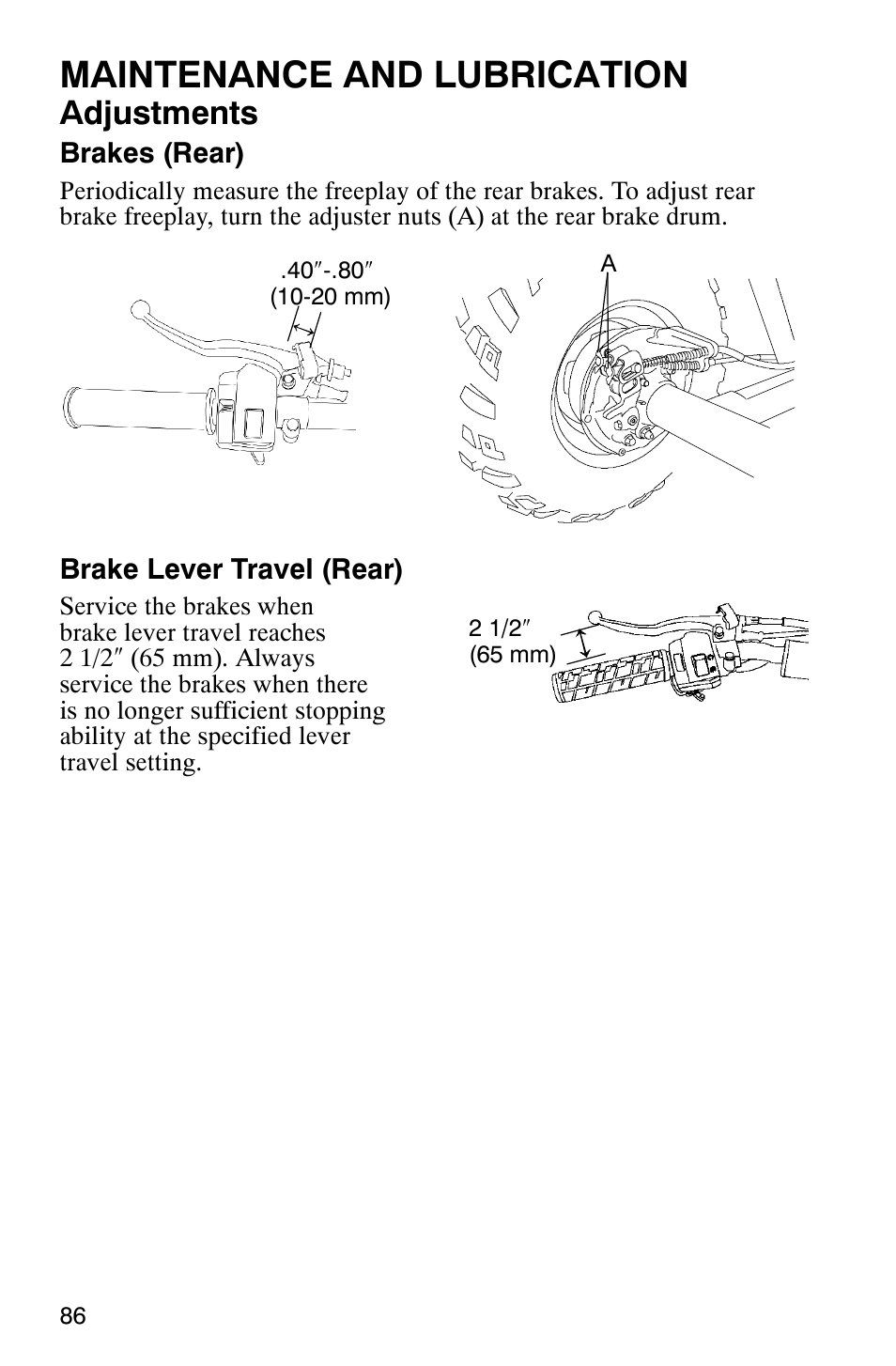 Maintenance and lubrication, Adjustments | Polaris Sawtooth User Manual | Page 89 / 118