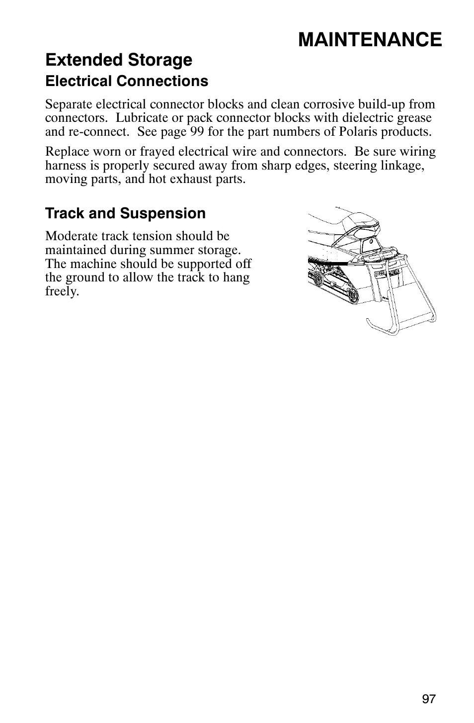 Maintenance, Extended storage | Polaris 600RR User Manual | Page 100 / 119