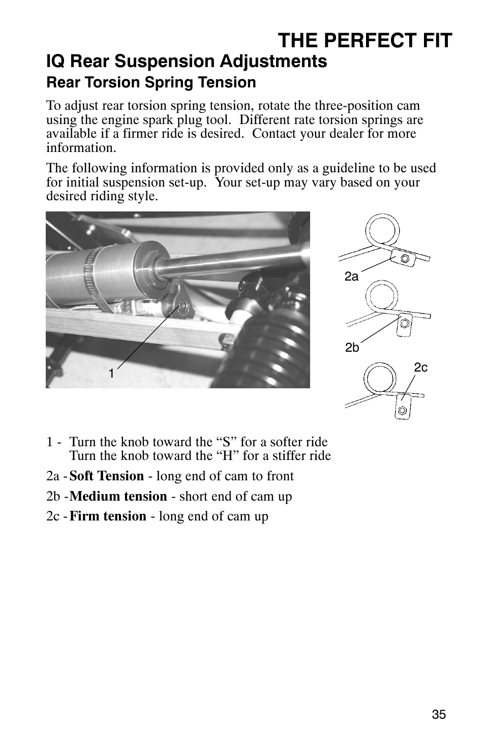 The perfect fit, Iq rear suspension adjustments | Polaris 600RR User Manual | Page 38 / 119