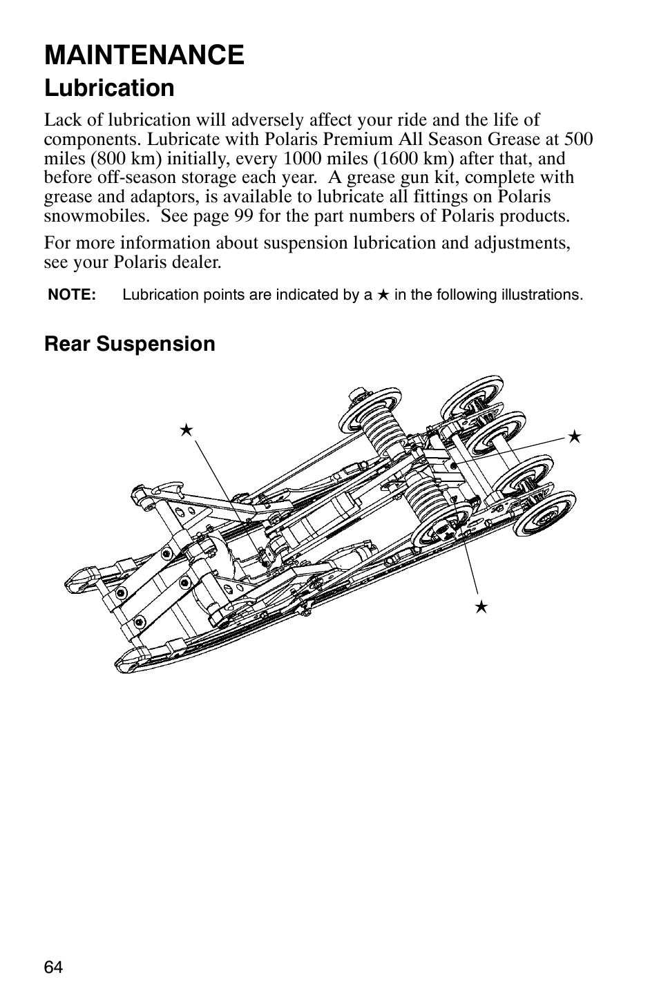 Maintenance, Lubrication | Polaris 600RR User Manual | Page 67 / 119