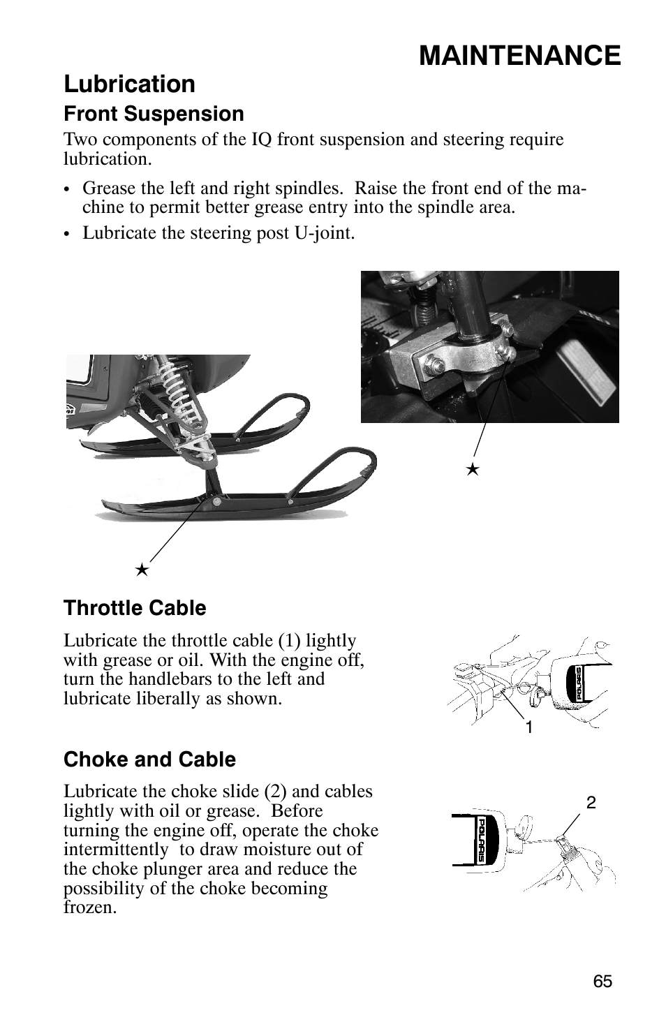 Maintenance, Lubrication | Polaris 600RR User Manual | Page 68 / 119