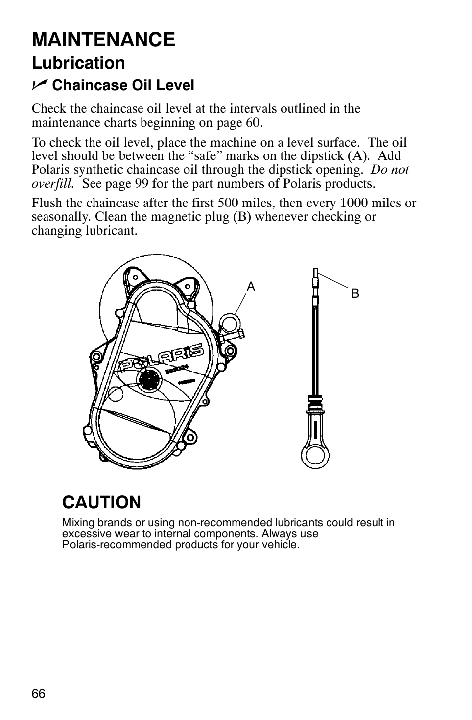 Maintenance, Lubrication n, Caution | Polaris 600RR User Manual | Page 69 / 119