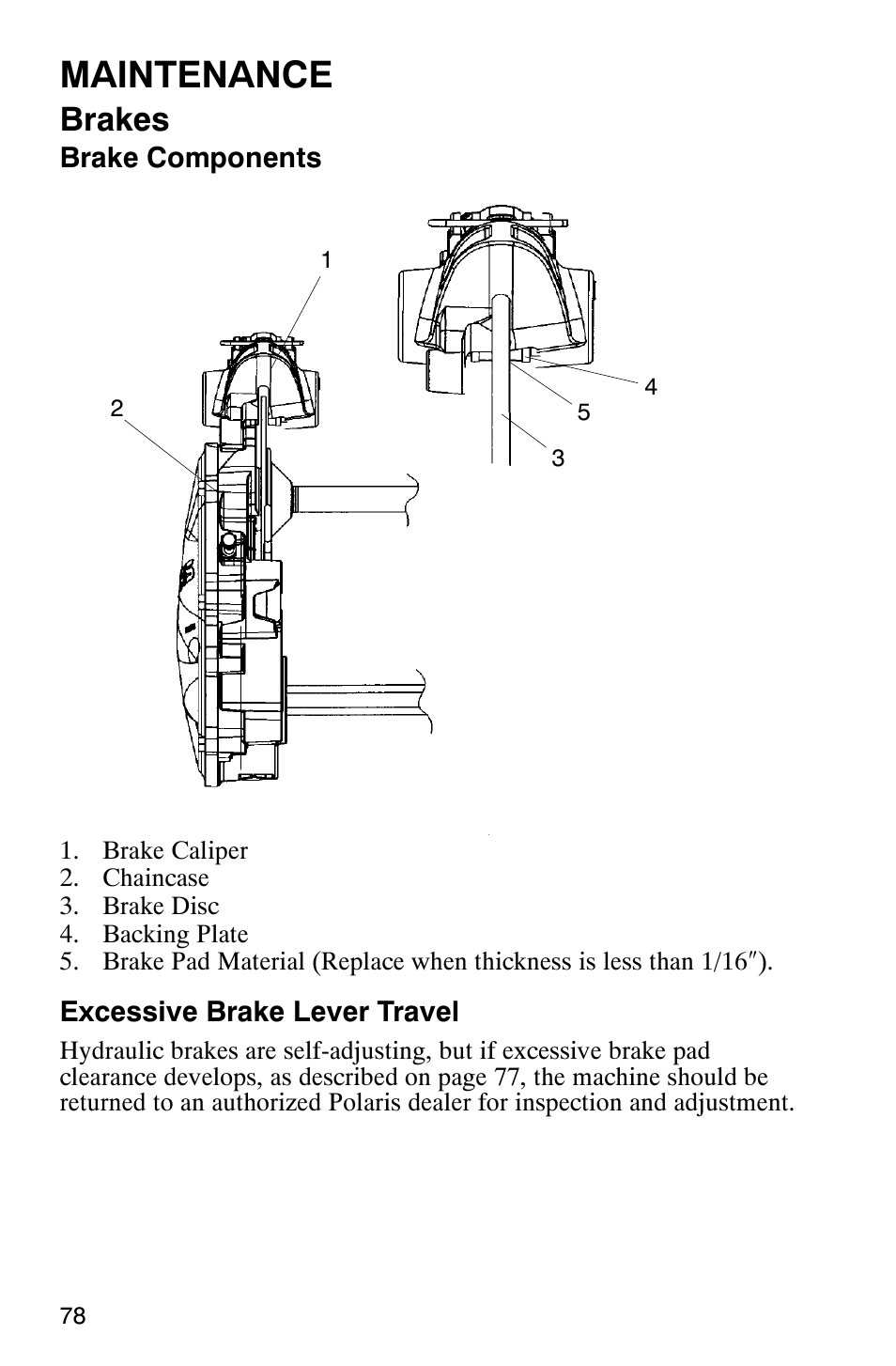 Maintenance, Brakes | Polaris 600RR User Manual | Page 81 / 119