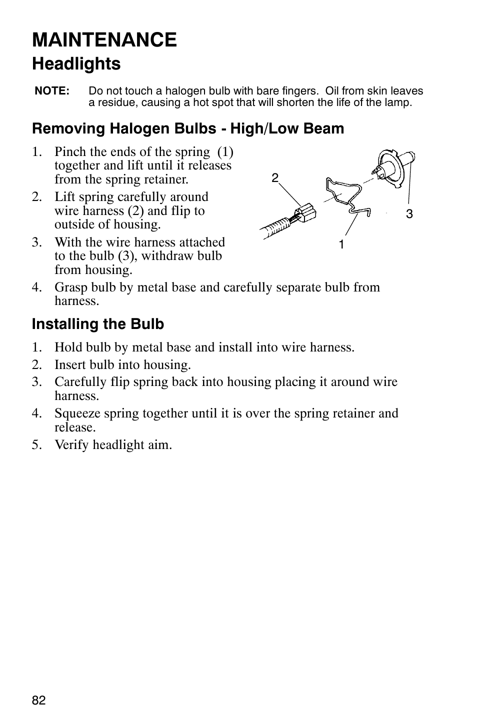 Maintenance, Headlights | Polaris 600RR User Manual | Page 85 / 119