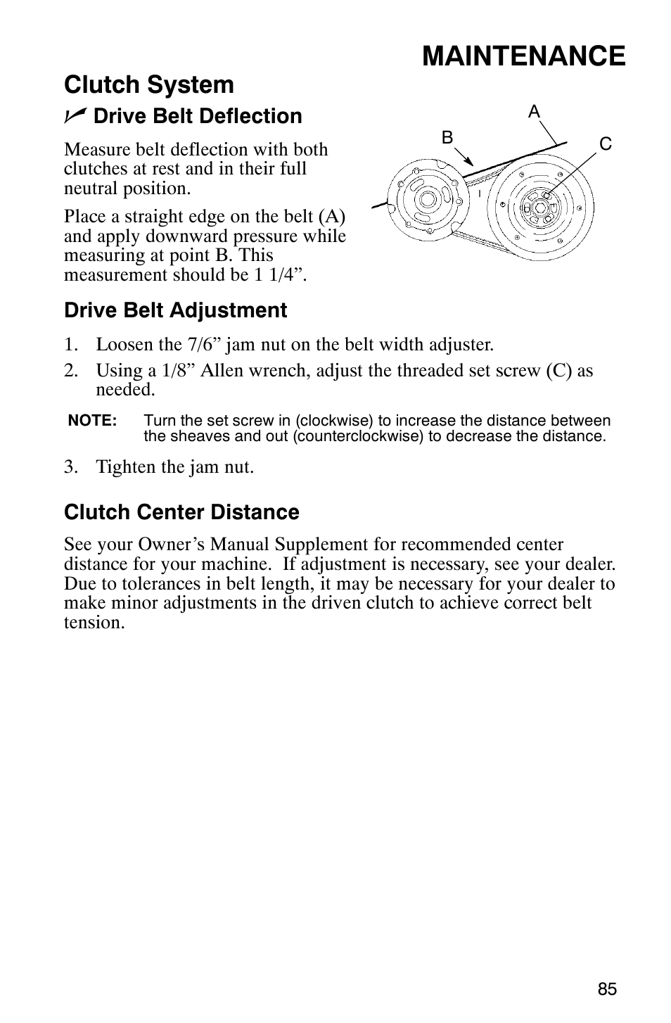 Maintenance, Clutch system n | Polaris 600RR User Manual | Page 88 / 119