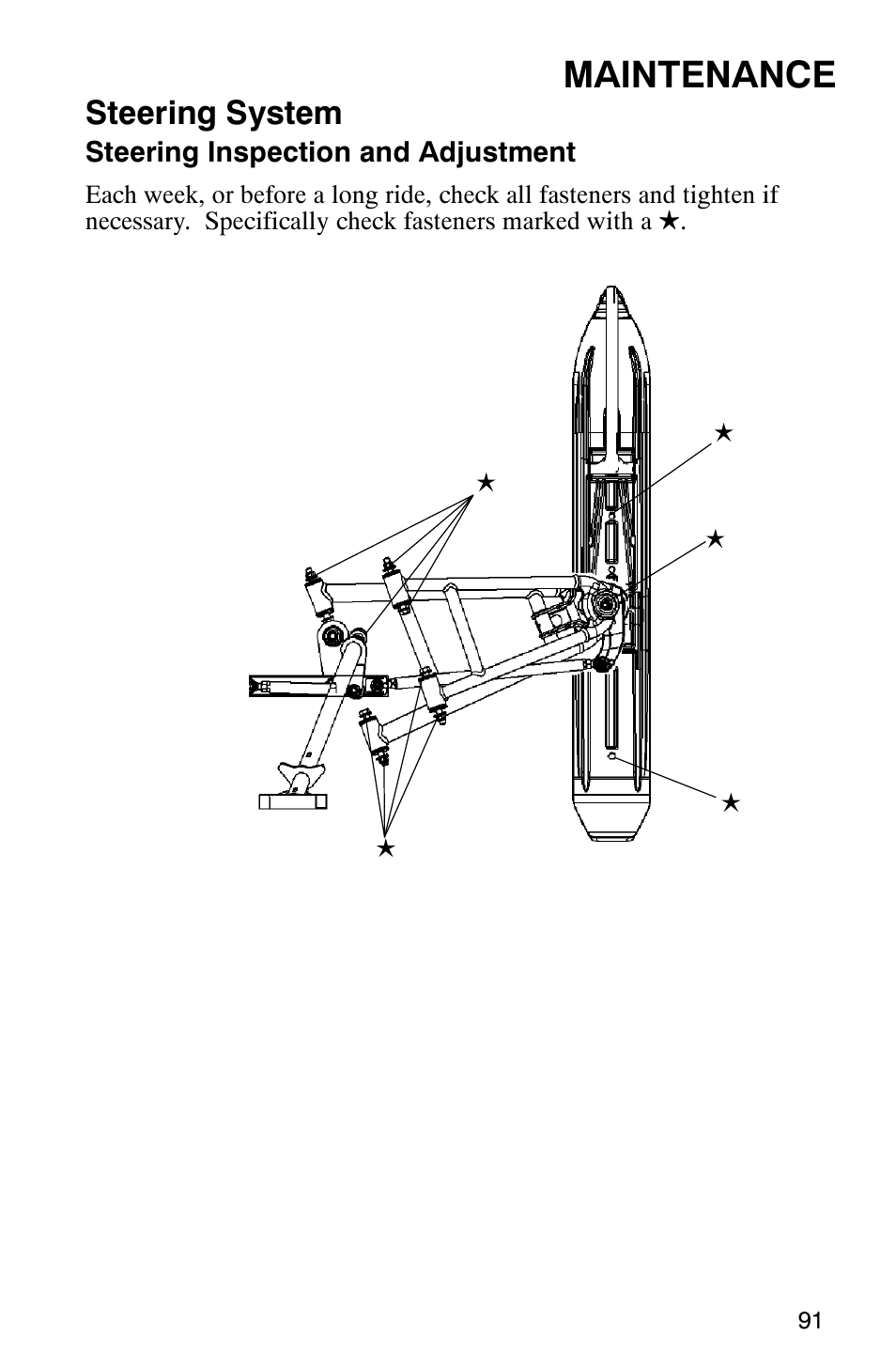 Maintenance, Steering system | Polaris 600RR User Manual | Page 94 / 119